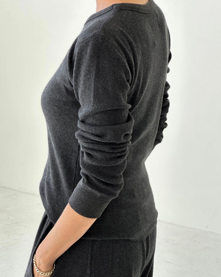 Le Bon Shoppe | Pointelle Fundamental Tee | Charcoal