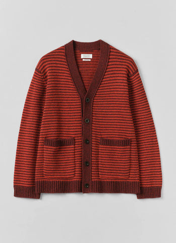 Toast | Striped Wool Cardigan | Cardinal Red/Plum