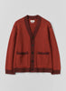 Toast | Striped Wool Cardigan | Cardinal Red/Plum