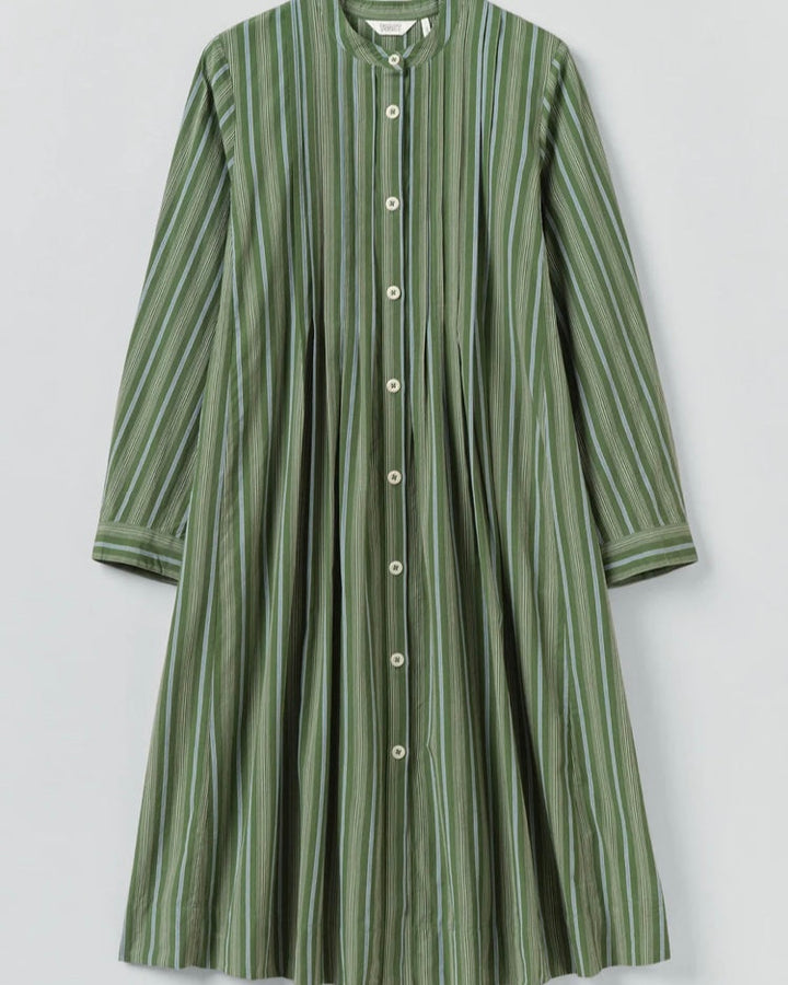 Toast | Sleepy Pintuck stripe dress | Forest Green