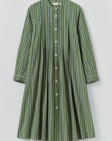 Toast | Sleepy Pintuck stripe dress | Forest Green
