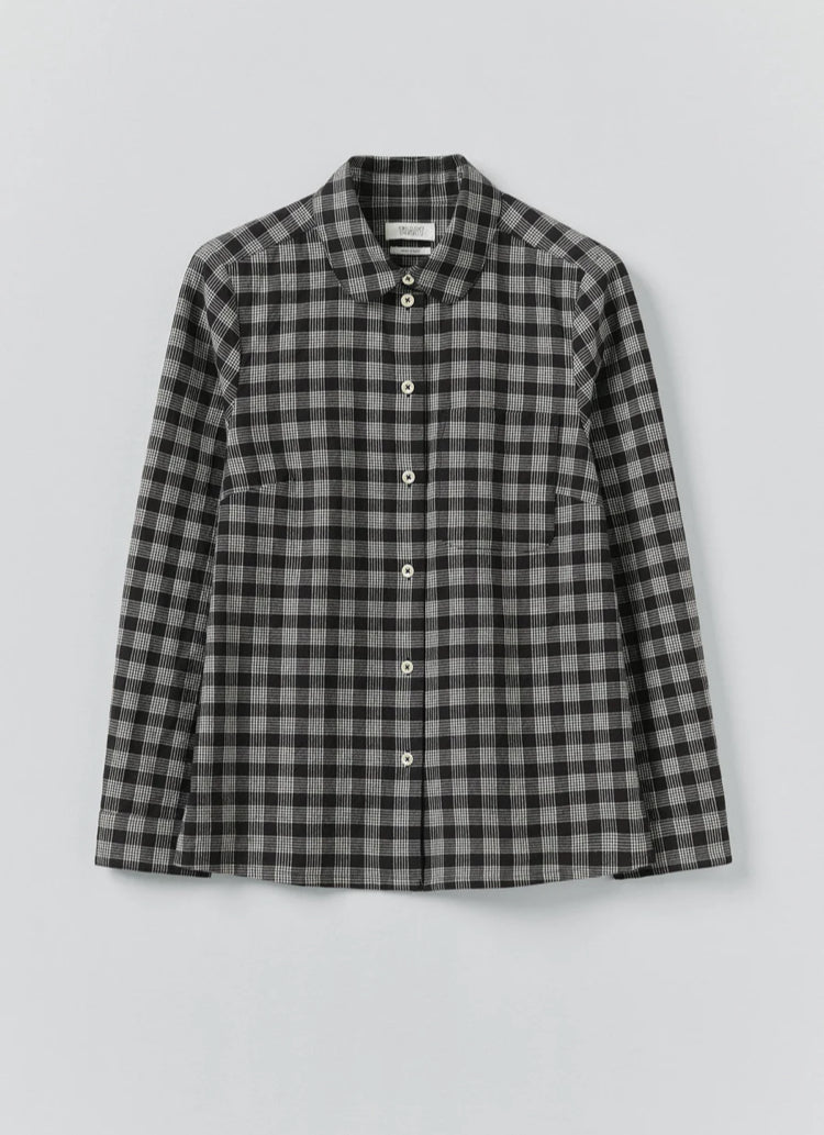 Toast | Ollie binding check cotton wool shirt | Black Ecru