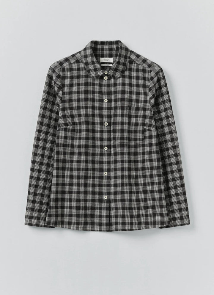 Toast | Ollie binding check cotton wool shirt | Black Ecru