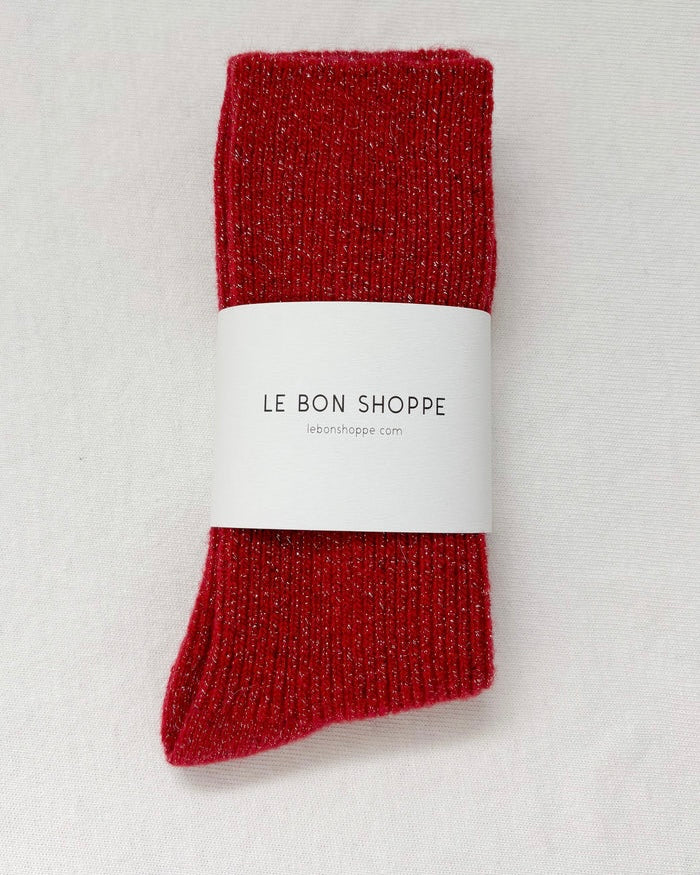 Le Bon Shoppe | Winter Sparkle Socks | Poinsetta