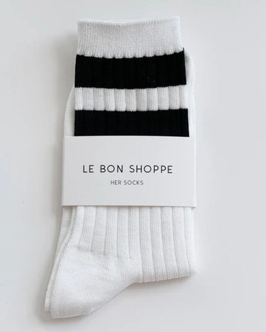 Le Bon Shoppe | Her Varsity Socks | White Black