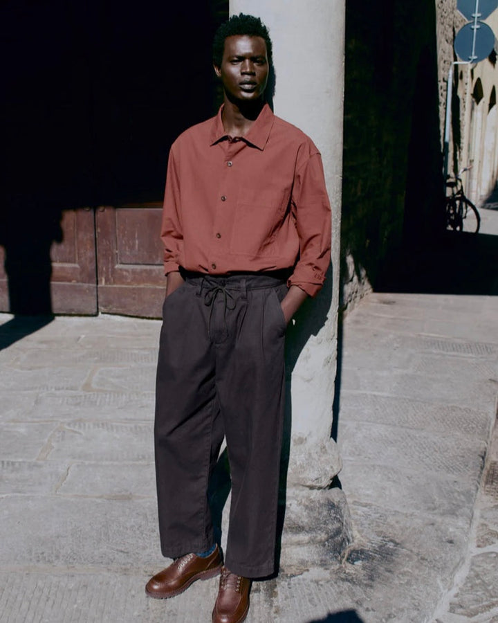 Toast | Bill Cotton Canvas Wide leg Trousers | Soft Black