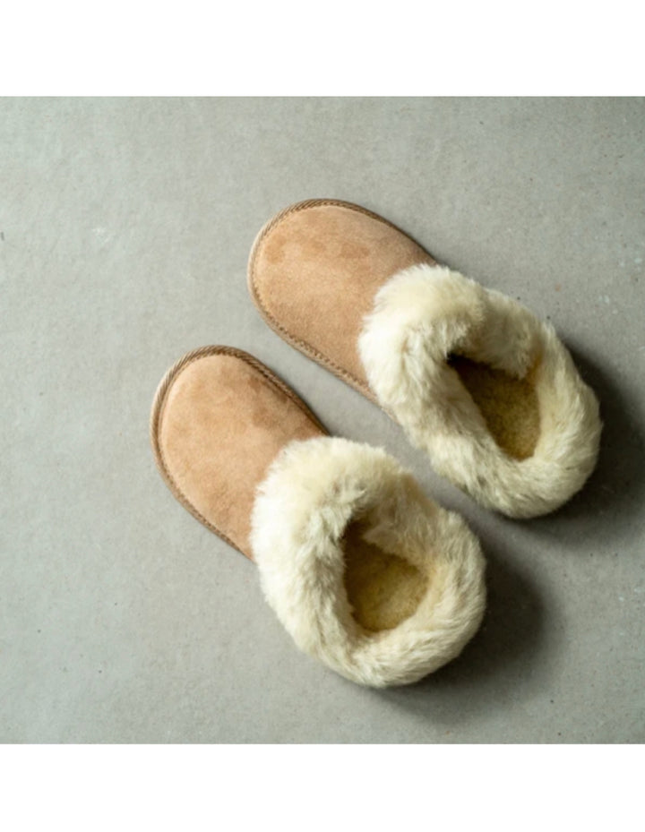 Unisex Sheepskin backless Slippers with Trim