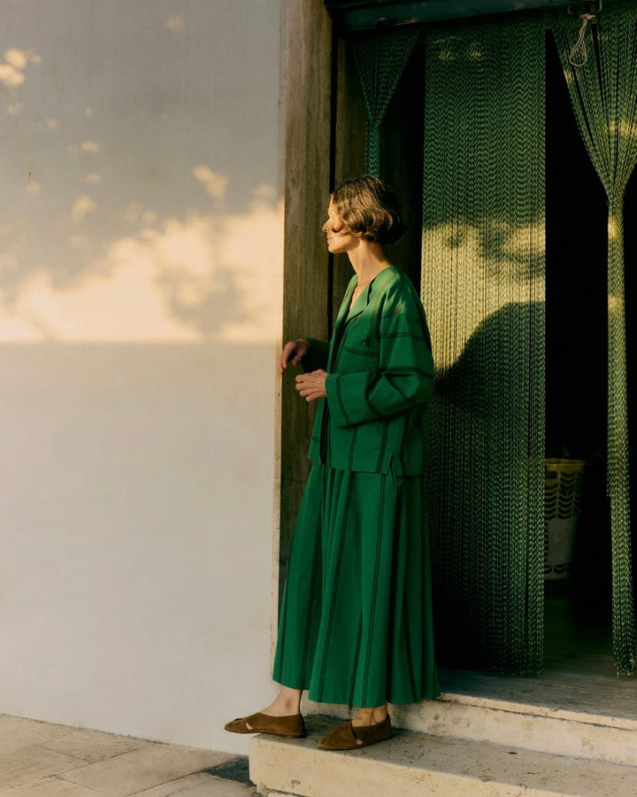 Toast | Tea Towel stripe long sleeve top | Sea Green