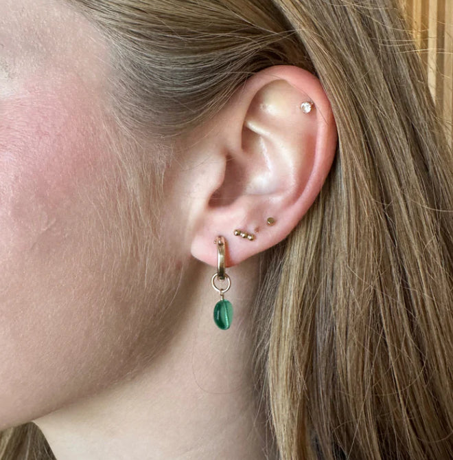 Sheena Marshall | Sage Vintage glass hoop Earring | Gold Fill