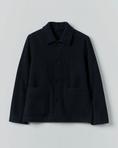 Toast | Brick Block check wool chore jacket | Charcoal/Blue