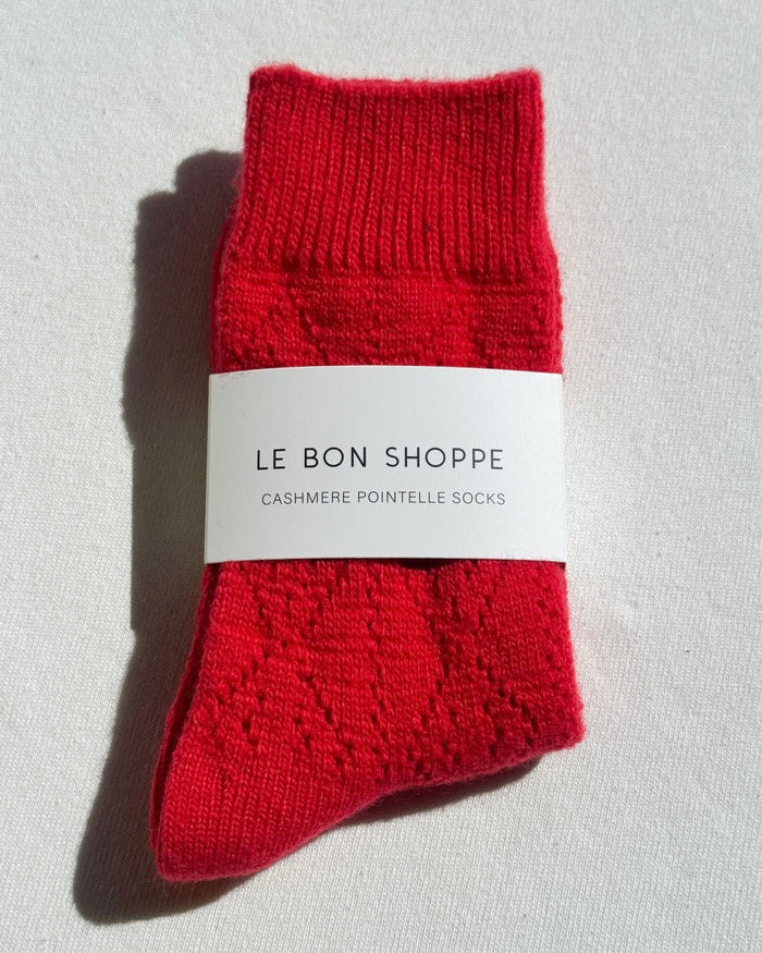 Le Bon Shoppe | Cashmere Pointelle Socks | Red