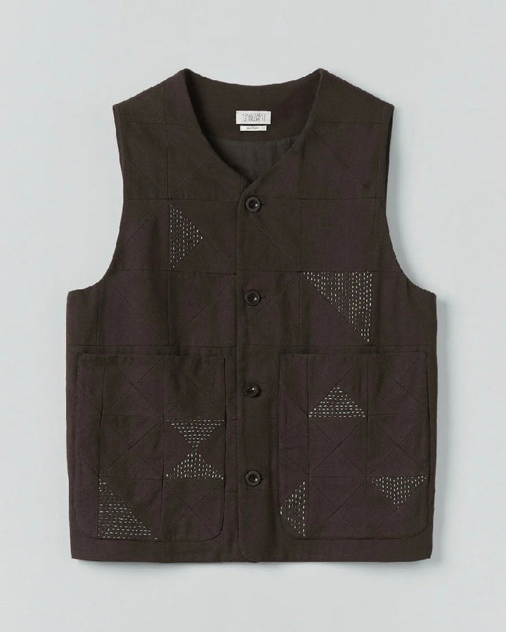 Toast | Patchwork Kantha Gilet | Pine