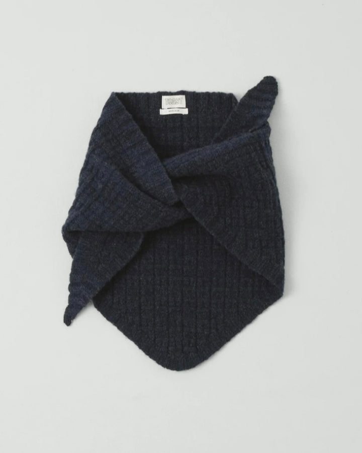 Toast | Grid Stitch Knit Bandana | Indigo Melange