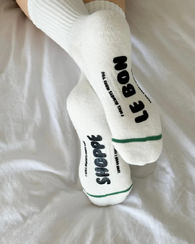Le Bon Shoppe | Hugger Socks | White/Black