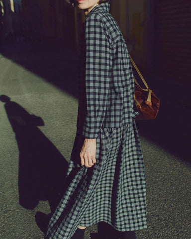 Toast | Ollie binding check cotton wool shirt | Black Ecru