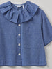 Toast | Pleat Collar Slubby Chambray Shirt | Chambray Blue