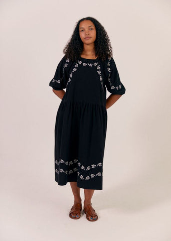 Sideline | Heather Dress | Black Embroidered