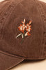 Meadows | Begonia Sun Cap | Brown floral embroidery