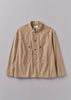 Toast | Half placket stripe workwear shirt | Ecru Brown