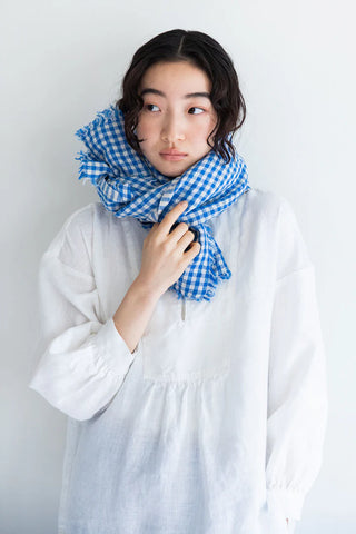 Fog Linen | Tuz Fringe Scarf | Paule blue check