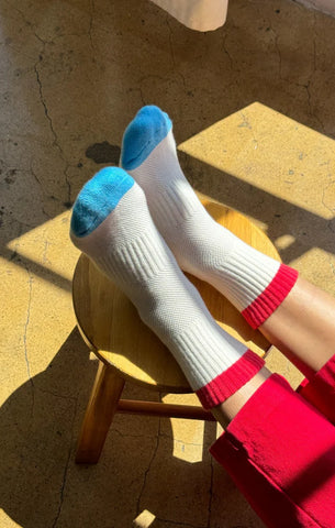 Le Bon Shoppe | Colour block Girlfriend socks | Blue Red