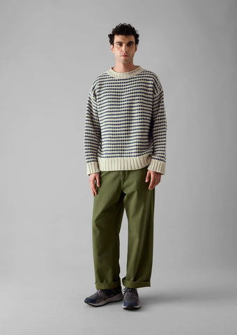 Toast | Ticking Stripe wool cotton sweater | Ecru/Navy