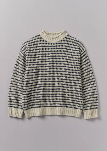 Toast | Ticking Stripe wool cotton sweater | Ecru/Navy