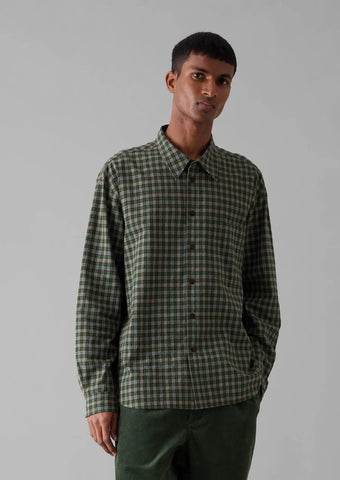 Toast | Check cotton wool shirt | Grey Green