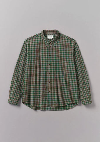 Toast | Check cotton wool shirt | Grey Green