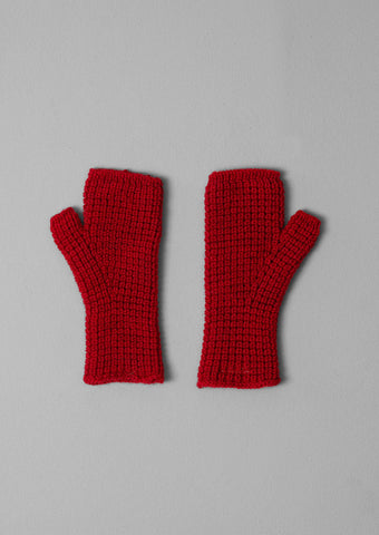 Toast | Waffle stitch Fingerless gloves | Carmine Red