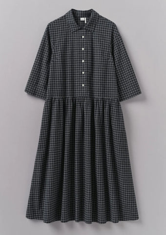 Toast | Graph check cotton cashmere shirt dress | Slate