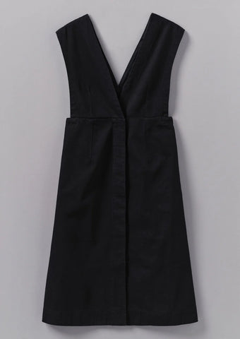 Toast | V neck denim pinafore dress | Black