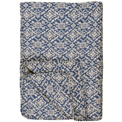 Ib Laursen | Quilt | Blue with Natural block print