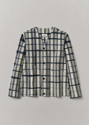 Toast | Edo stripe clamp Dyed Jacket | Indigo/Ivory