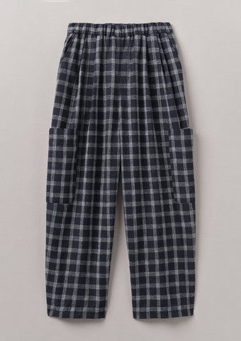 Toast | Check cotton linen patch trousers | Slate