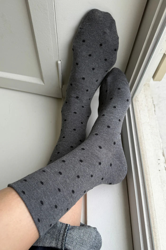 Le Bon Shoppe | Sneaker Socks | Polka Dot Charcoal Black