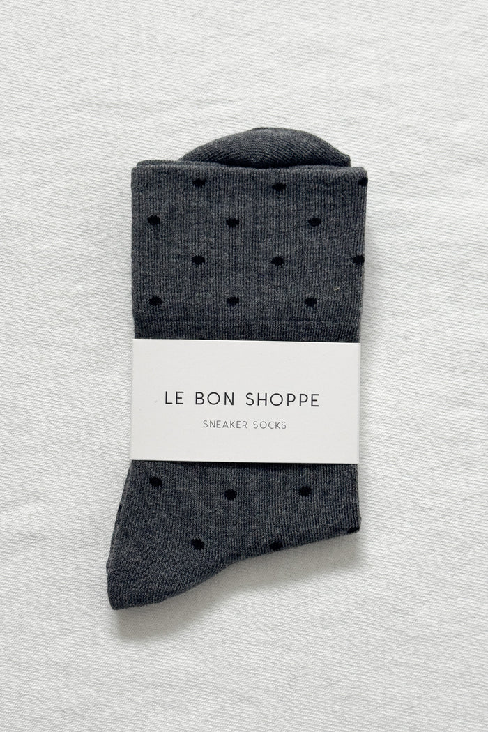 Le Bon Shoppe | Sneaker Socks | Polka Dot Charcoal Black