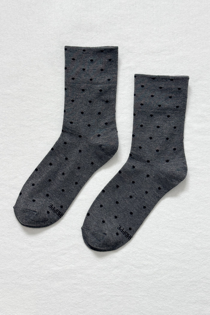 Le Bon Shoppe | Sneaker Socks | Polka Dot Charcoal Black
