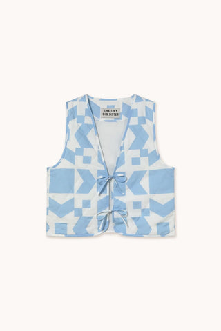 Tiny Big Sister | Geometric Quilted Vest | Blue multi