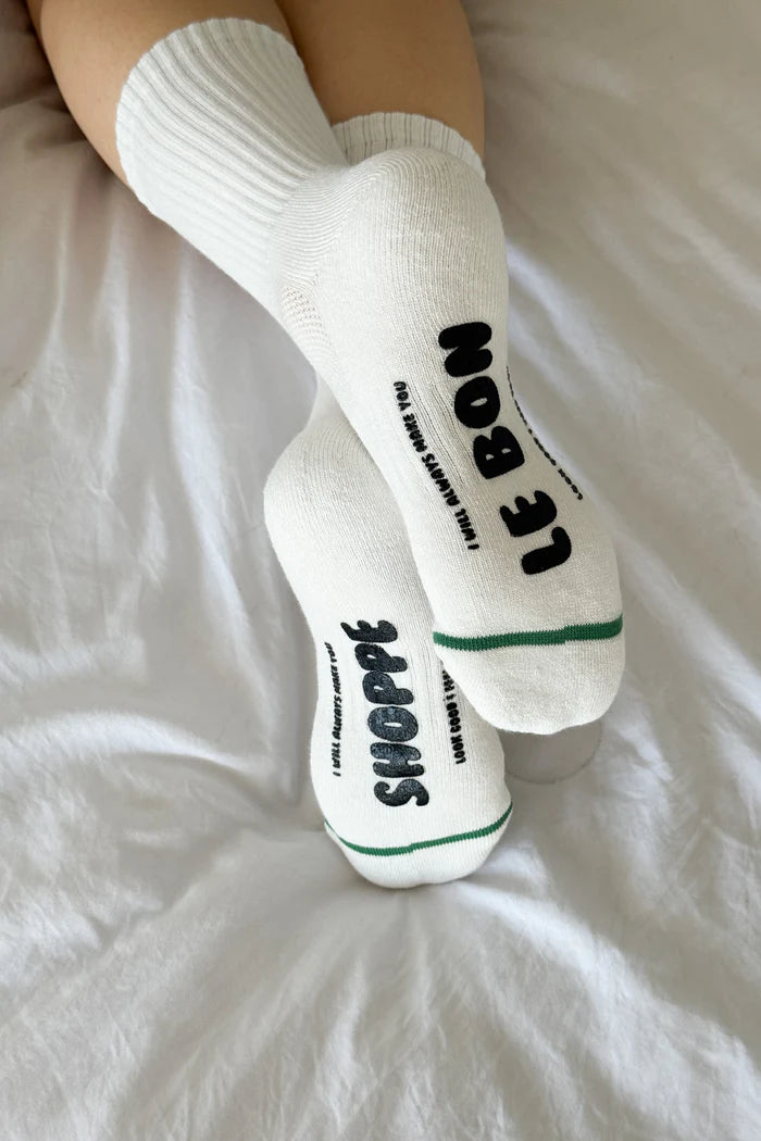 Le Bon Shoppe | Hugger Socks | White/Black