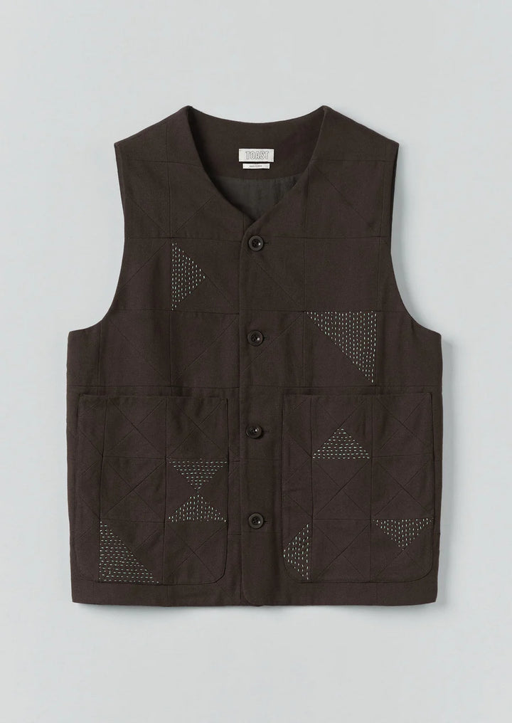 Toast | Patchwork Kantha Gilet | Pine