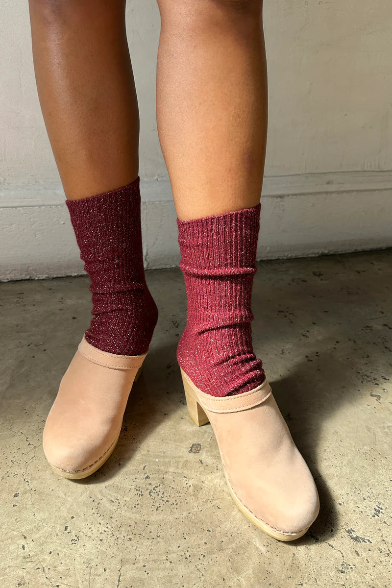 Le Bon Shoppe | Winter Sparkle Socks | Wine