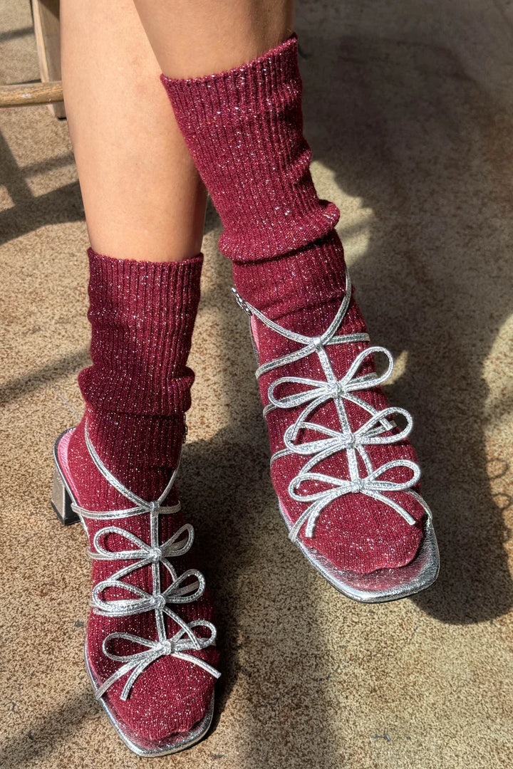 Le Bon Shoppe | Winter Sparkle Socks | Wine