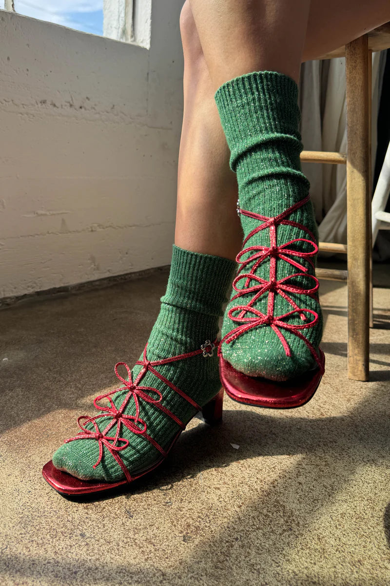Le Bon Shoppe | Winter Sparkle Socks | Evergreen