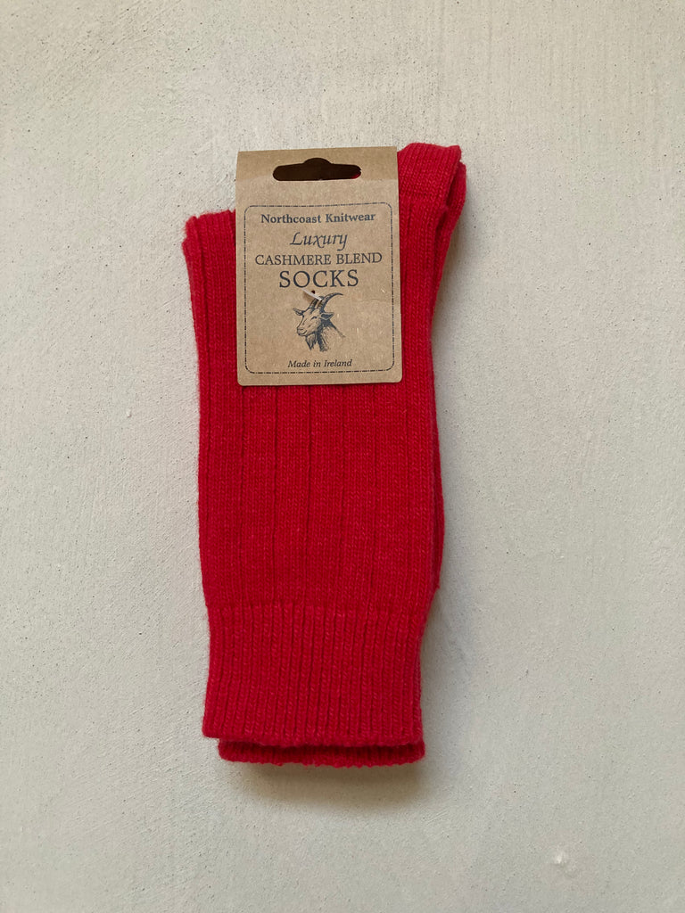 Original Aran Company | Unisex Cashmere blend socks | Red