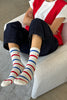 Le Bon Shoppe | Embroidered Stripe Boyfriend socks | Red Blue & heart