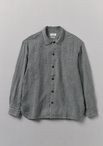 Toast | Dropped Shoulder Check linen shirt | Slate