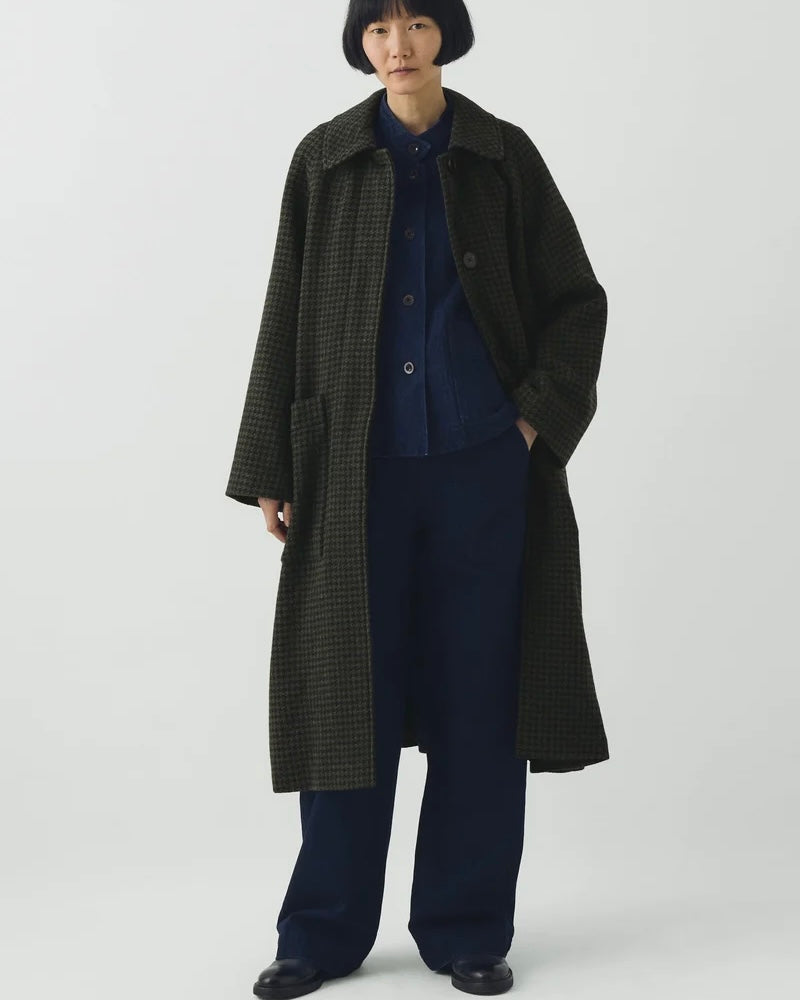 TOAST | Frankie Check Raglan Coat | Olive/Black