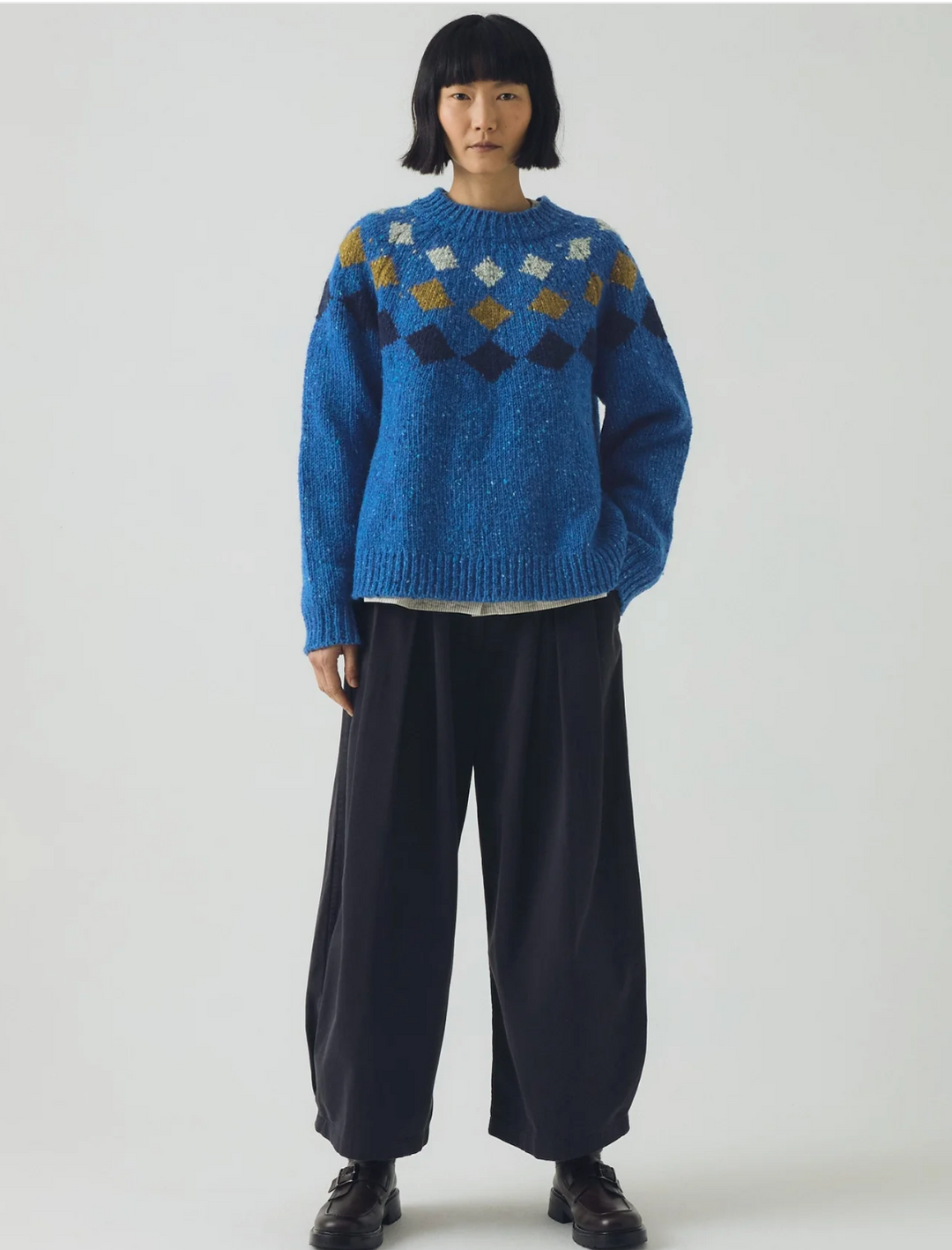 Toast | Donegal Diamond Yoke Sweater | Blue Multi
