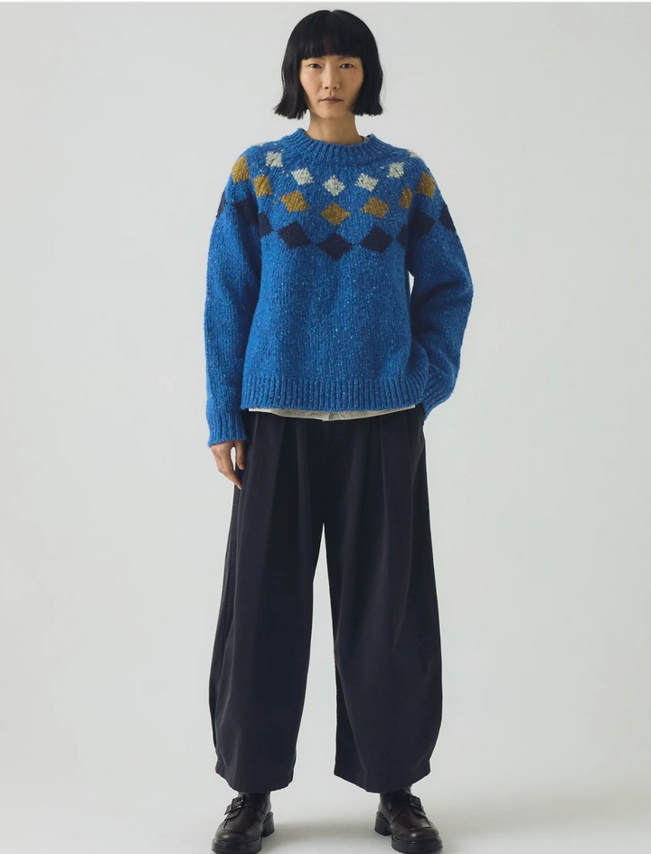 Toast | Donegal Diamond Yoke Sweater | Blue Multi